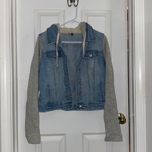 Maurices Jean jacket with sweater shirt sleeves.